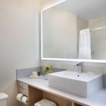 Bathroom mirror and sink